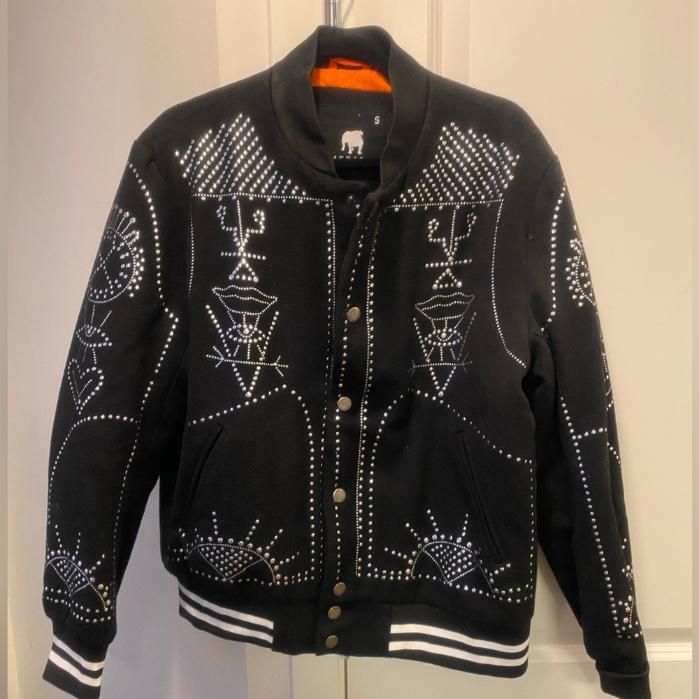 American Stitch Black Jacket with Orange Lining